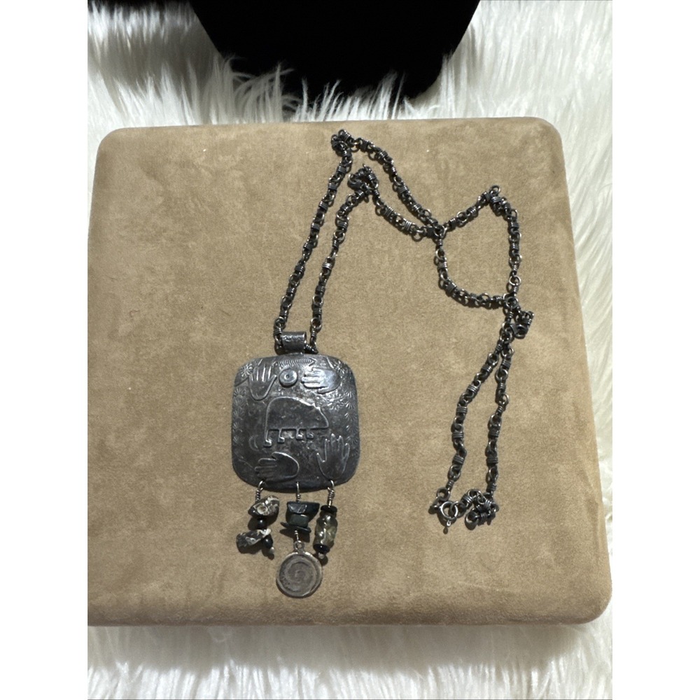 Mole Petroglyph La Cienega New Mexico Sterling Large Pendant Necklace Native